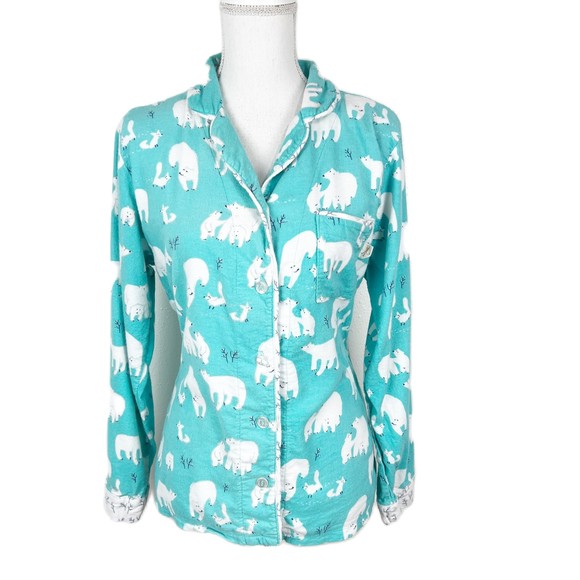 munki munki Other - Munki Munki Pajama Top Women Small Sleep Button Up Long Sleeve Polar Bear Fleece